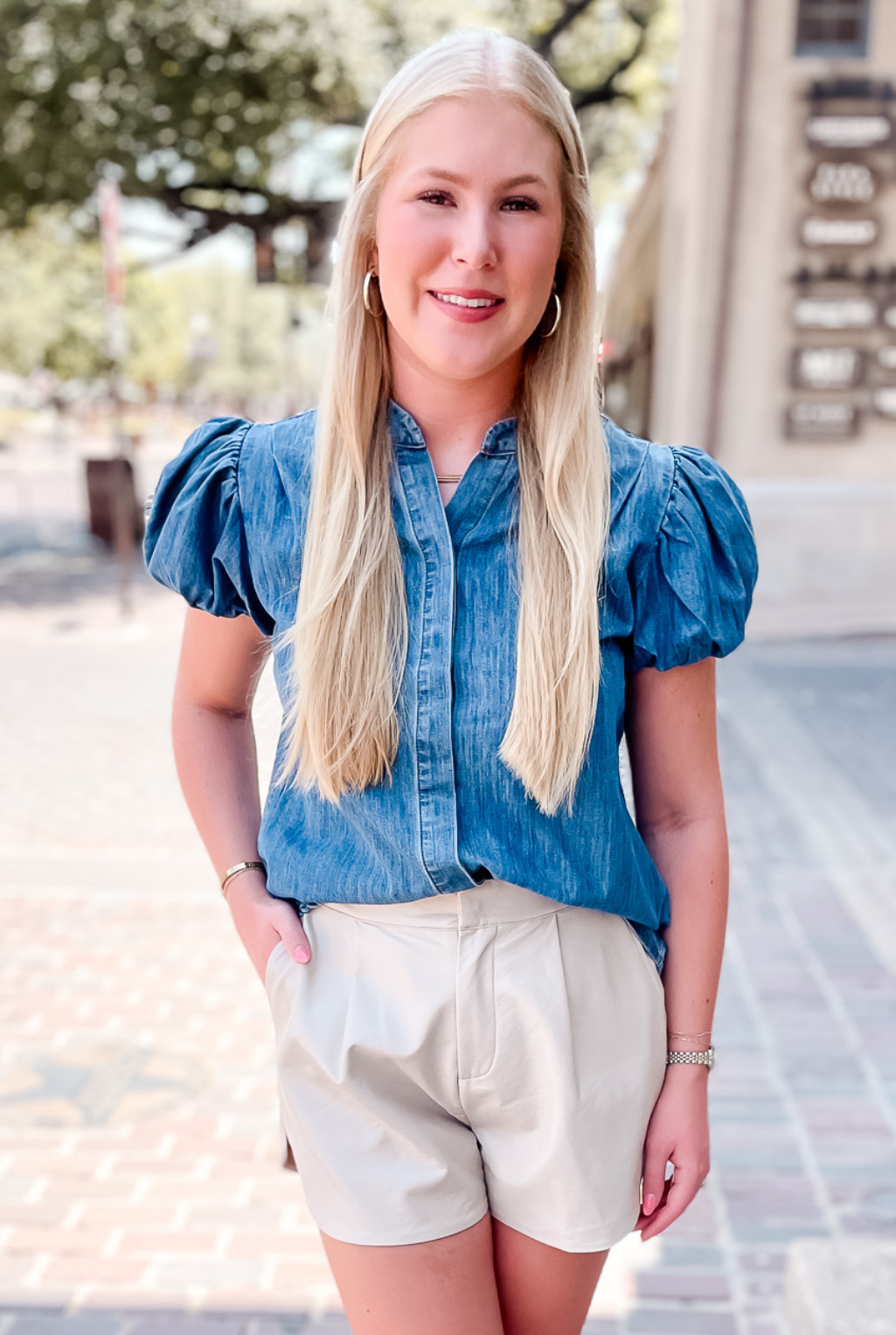 Perfect Puff Denim Top