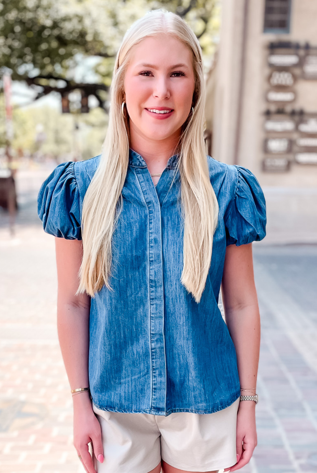 Perfect Puff Denim Top