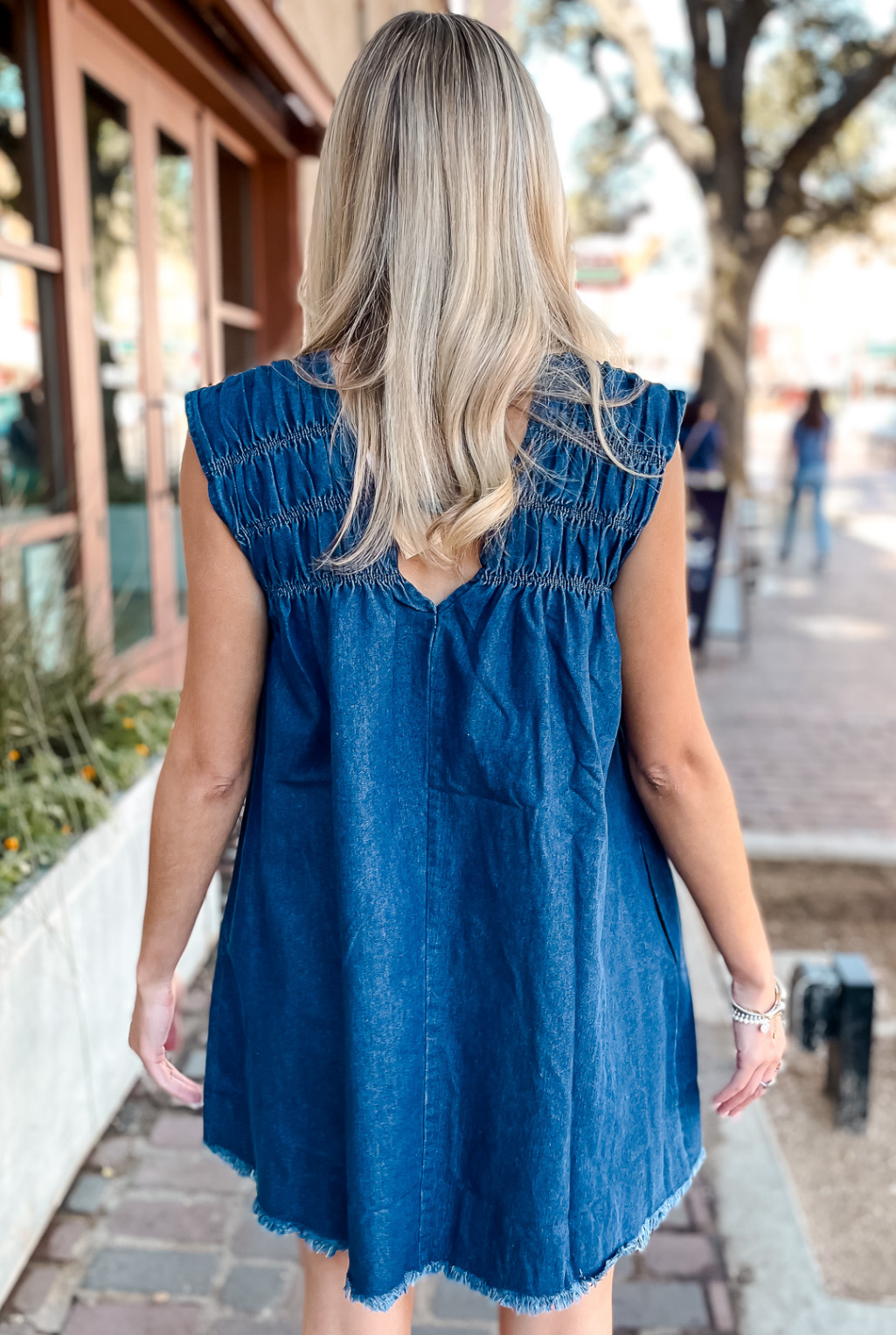 V-Neck Sleeveless Denim Dress