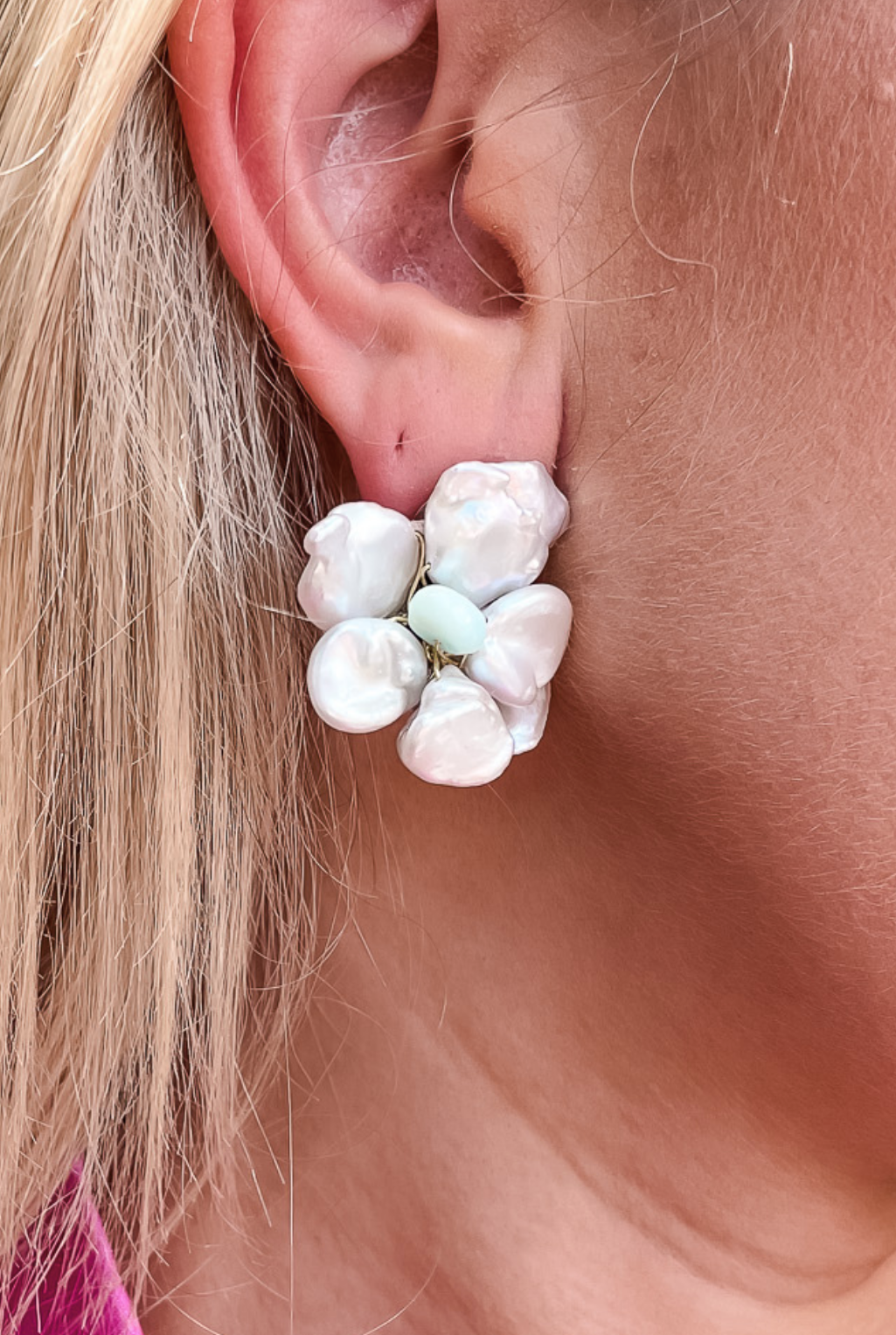 Pearl Petal Cluster Earrings