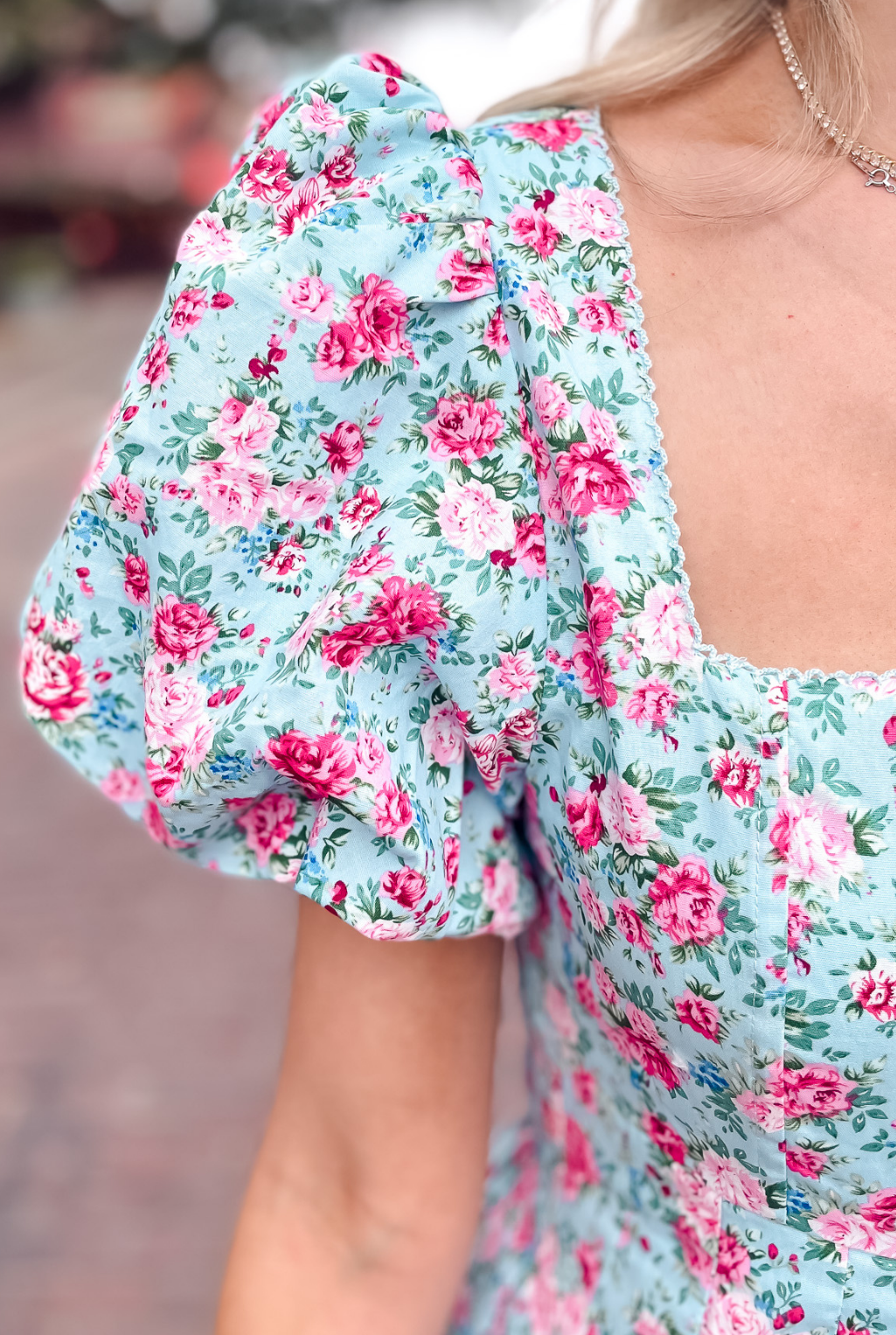 Retro Floral Dress - Blue