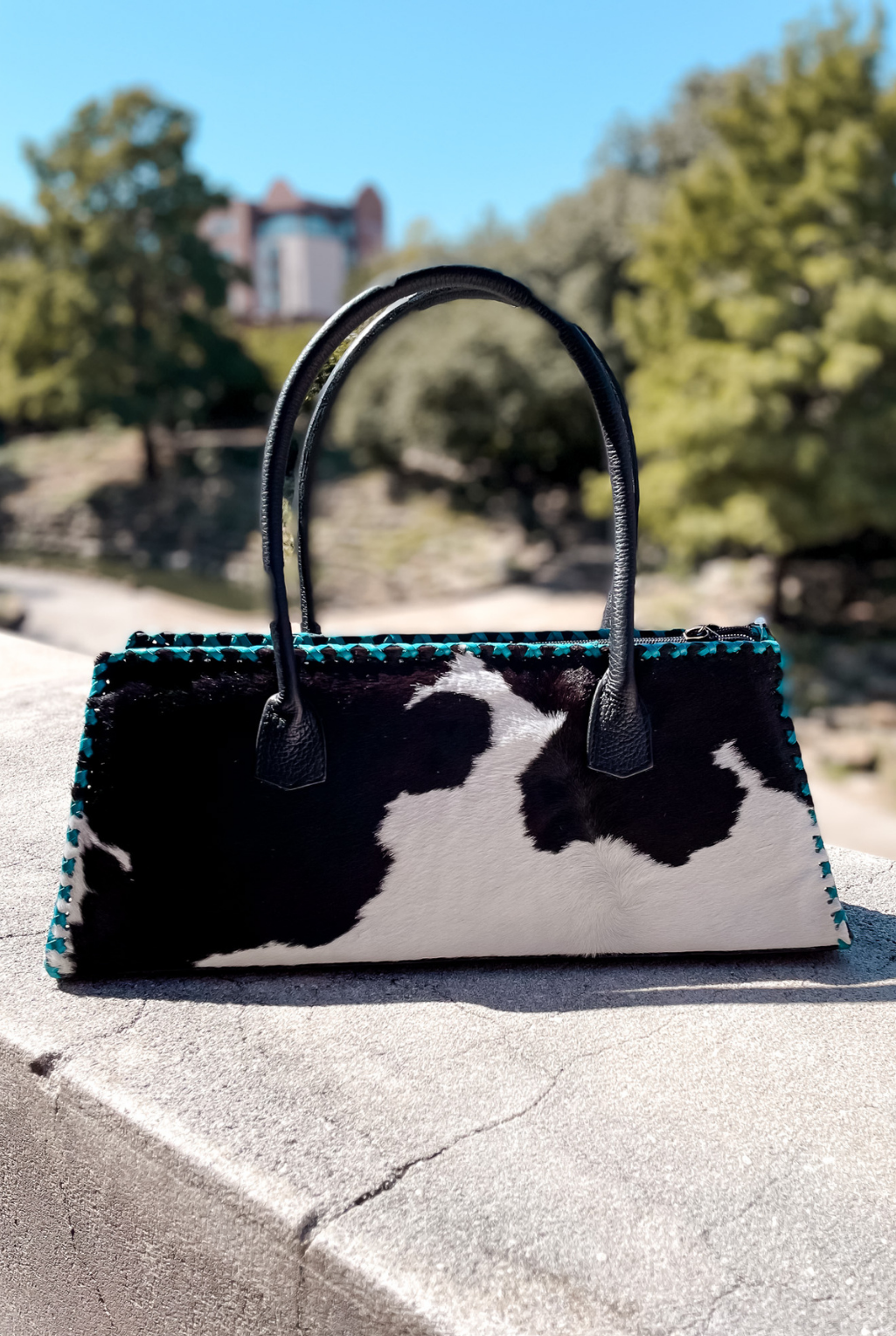 Annie Calf Skin Handbag - Turquoise