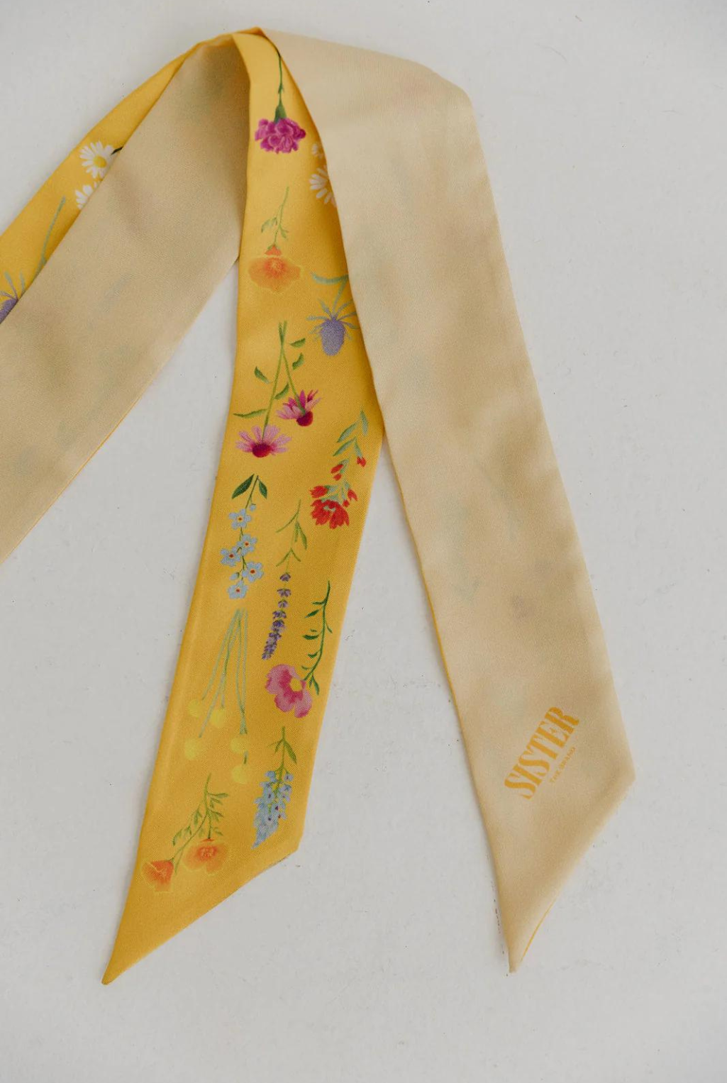 Field Of Wildflowers Silk Twilly Scarf - Yellow