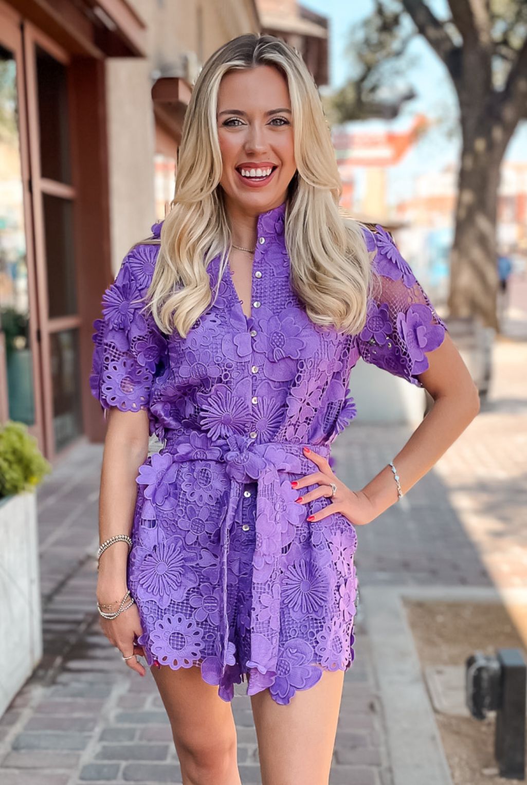 Lyla Lace Romper - Purple