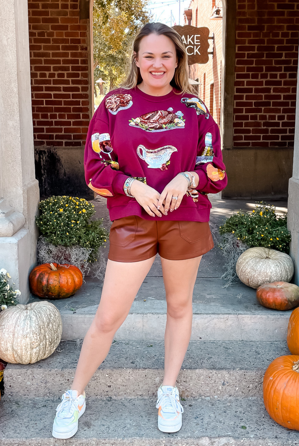 Queen Of Sparkles - Thanksgiving Dinner Sweatshirt - Maroon