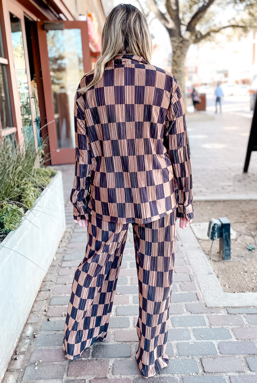 Pleated Checkers Pant Set