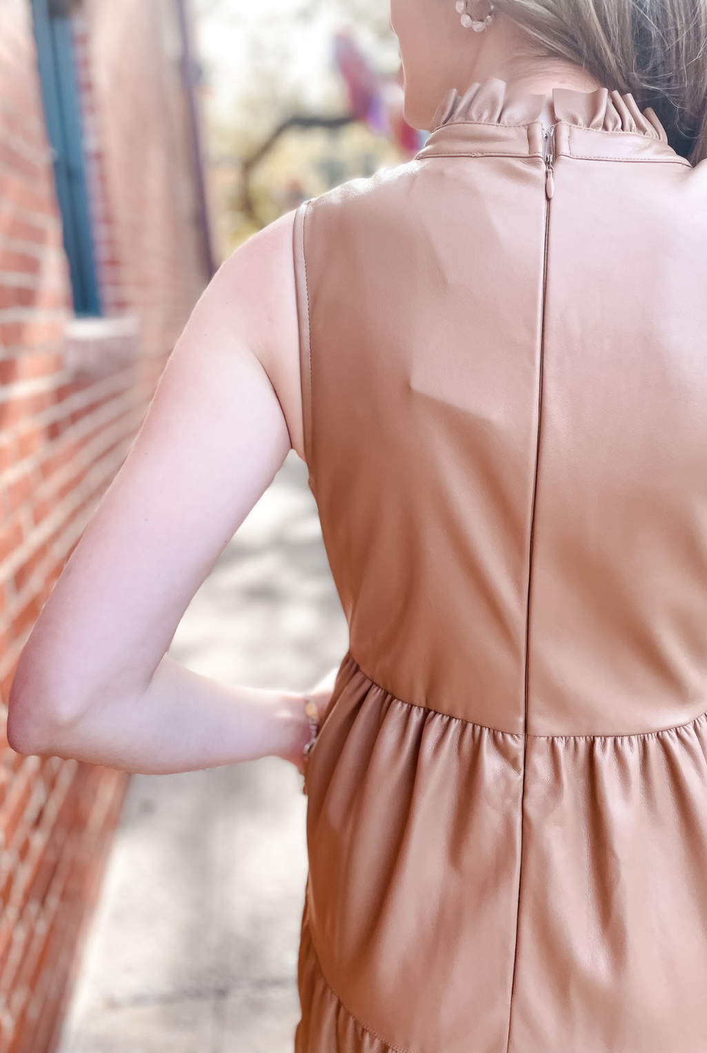 Fantastic Camel Faux Leather Dress