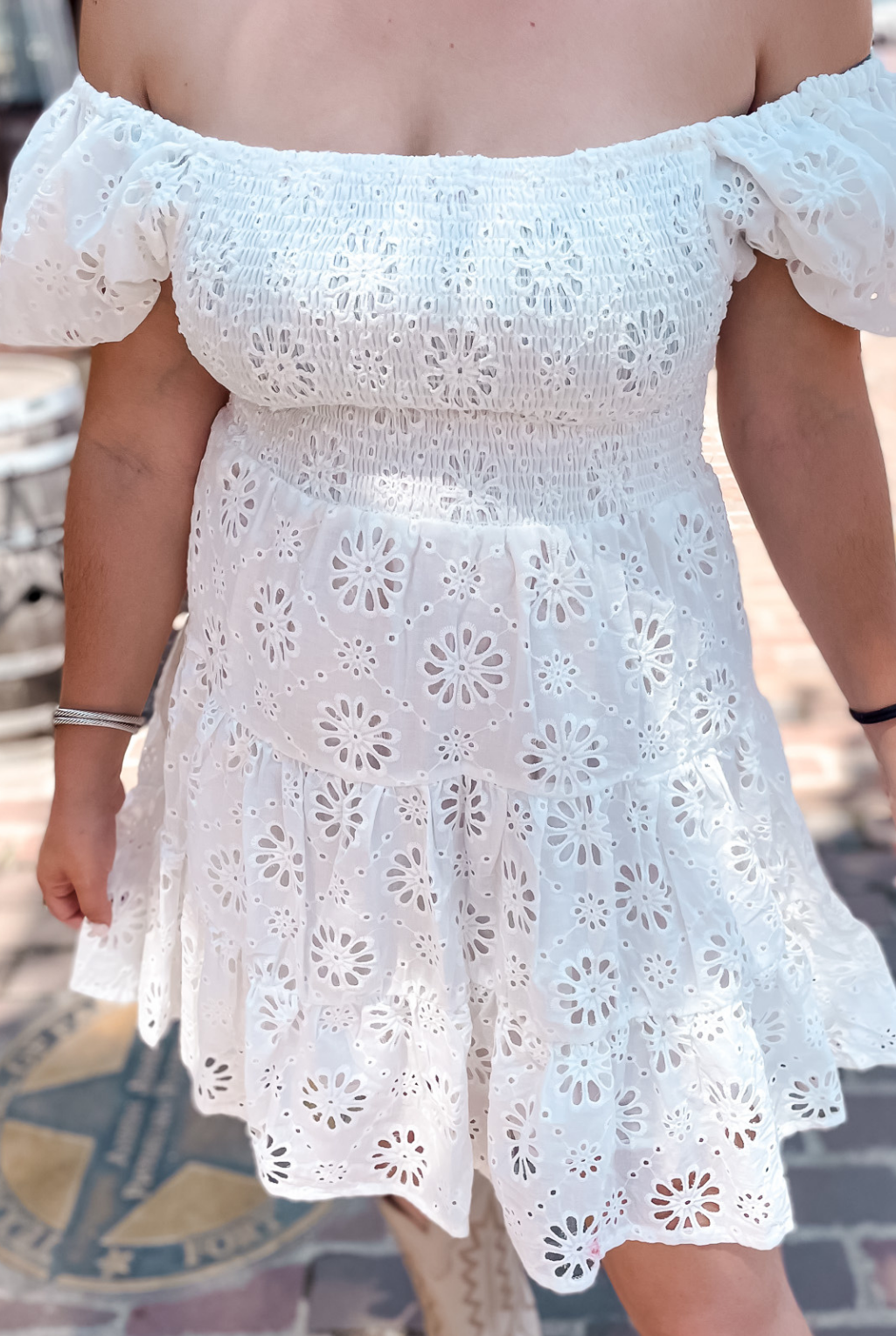 White Eyelet Mini Dress