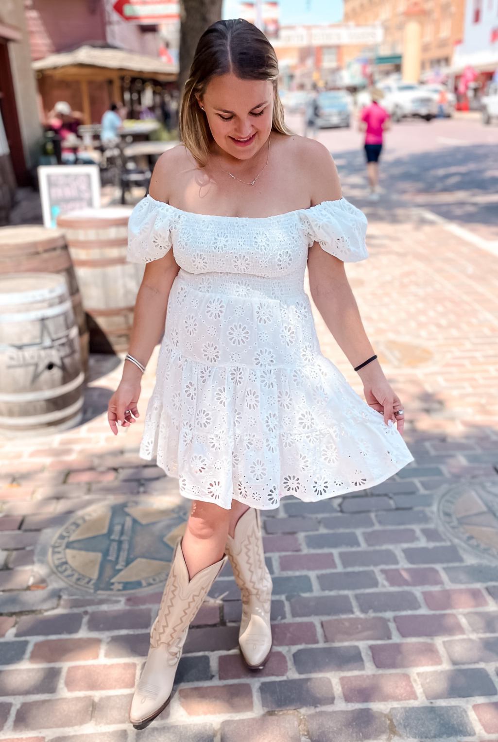 White Eyelet Mini Dress