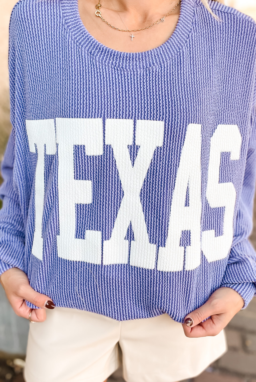 Texas Ribbed Oversized Top - Periwinkle