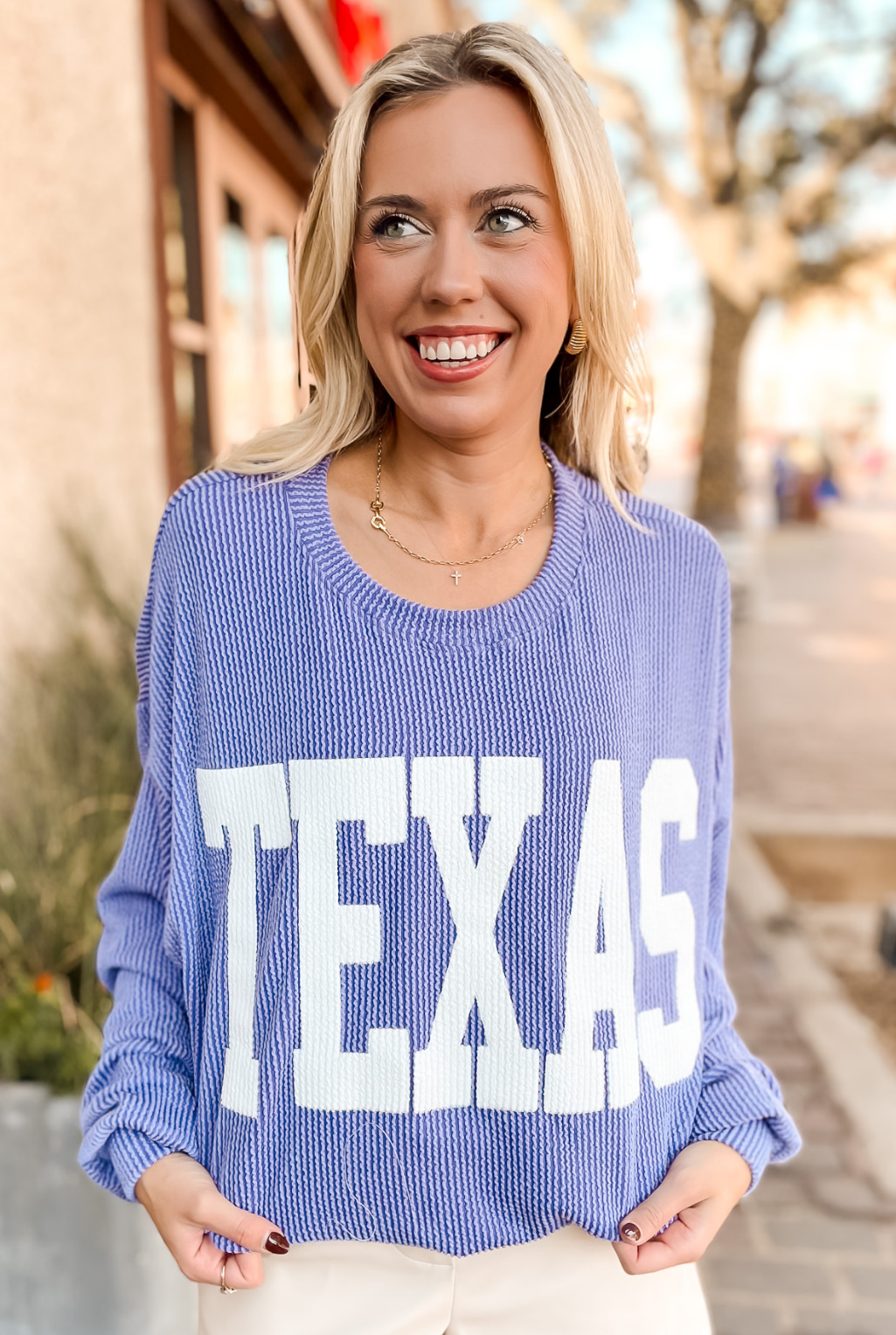 Texas Ribbed Oversized Top - Periwinkle