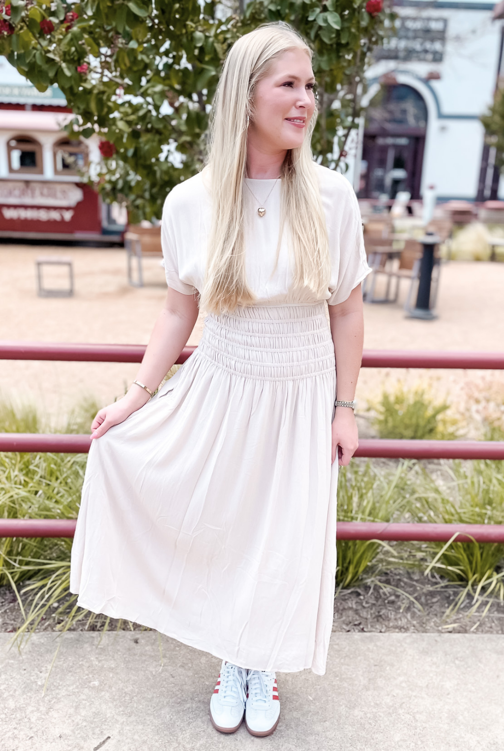 Sunny Smocked Beige Dress