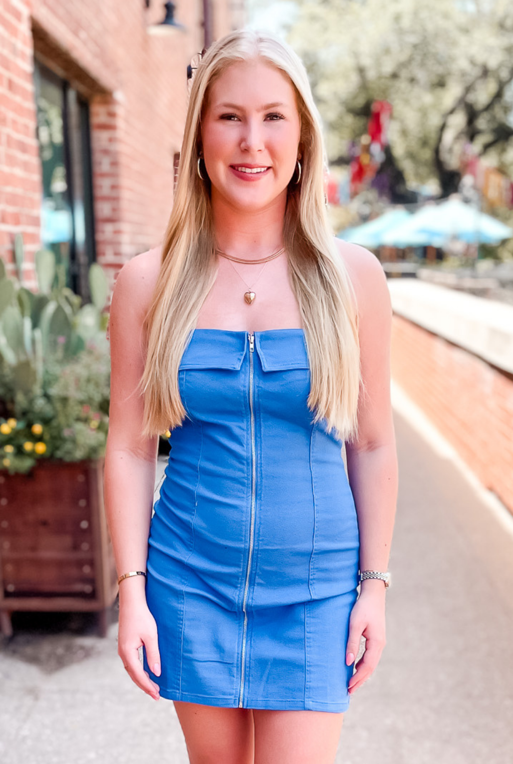 Fitted Tube Dress - Blue