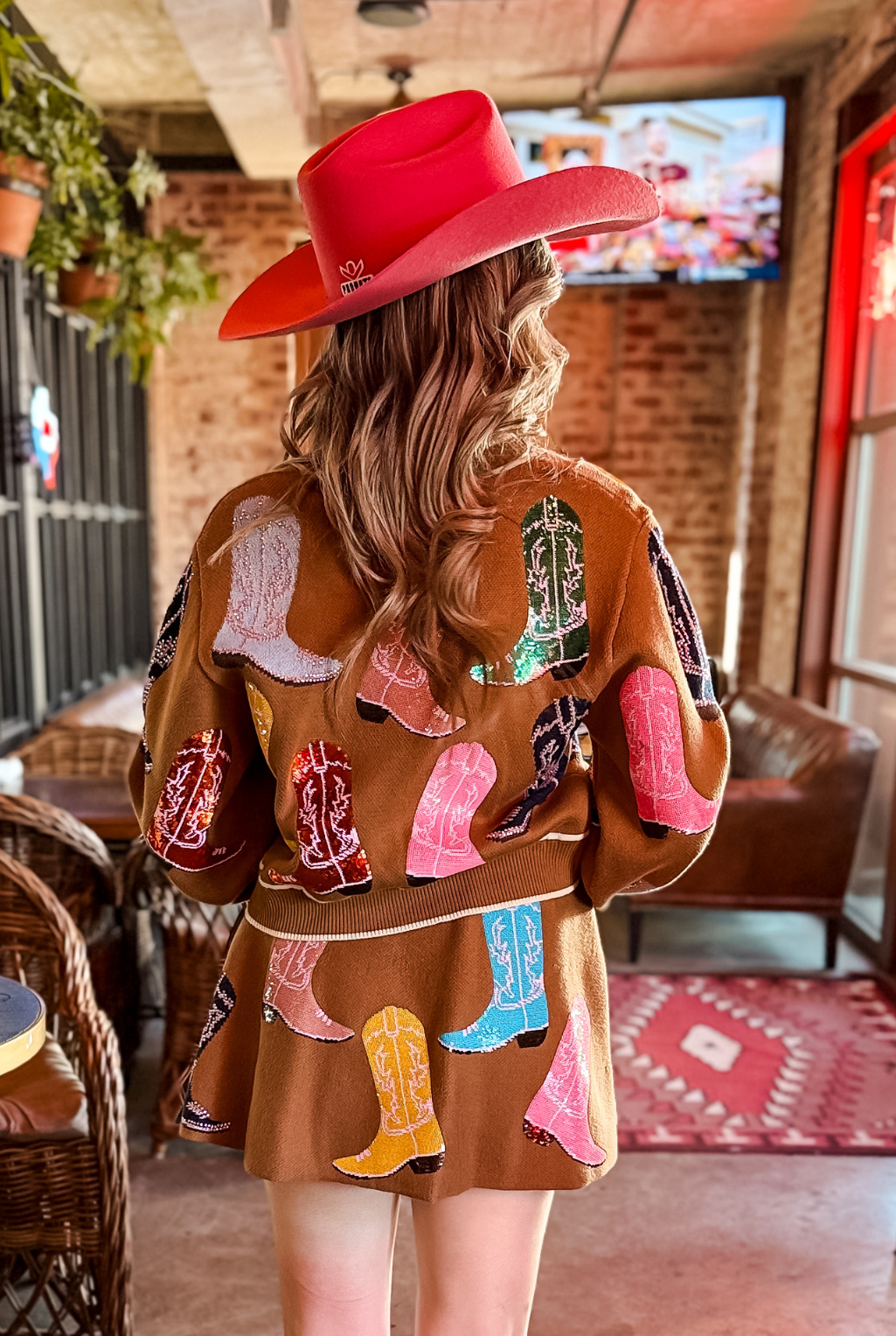 Multi Cowboy Boot Cardigan