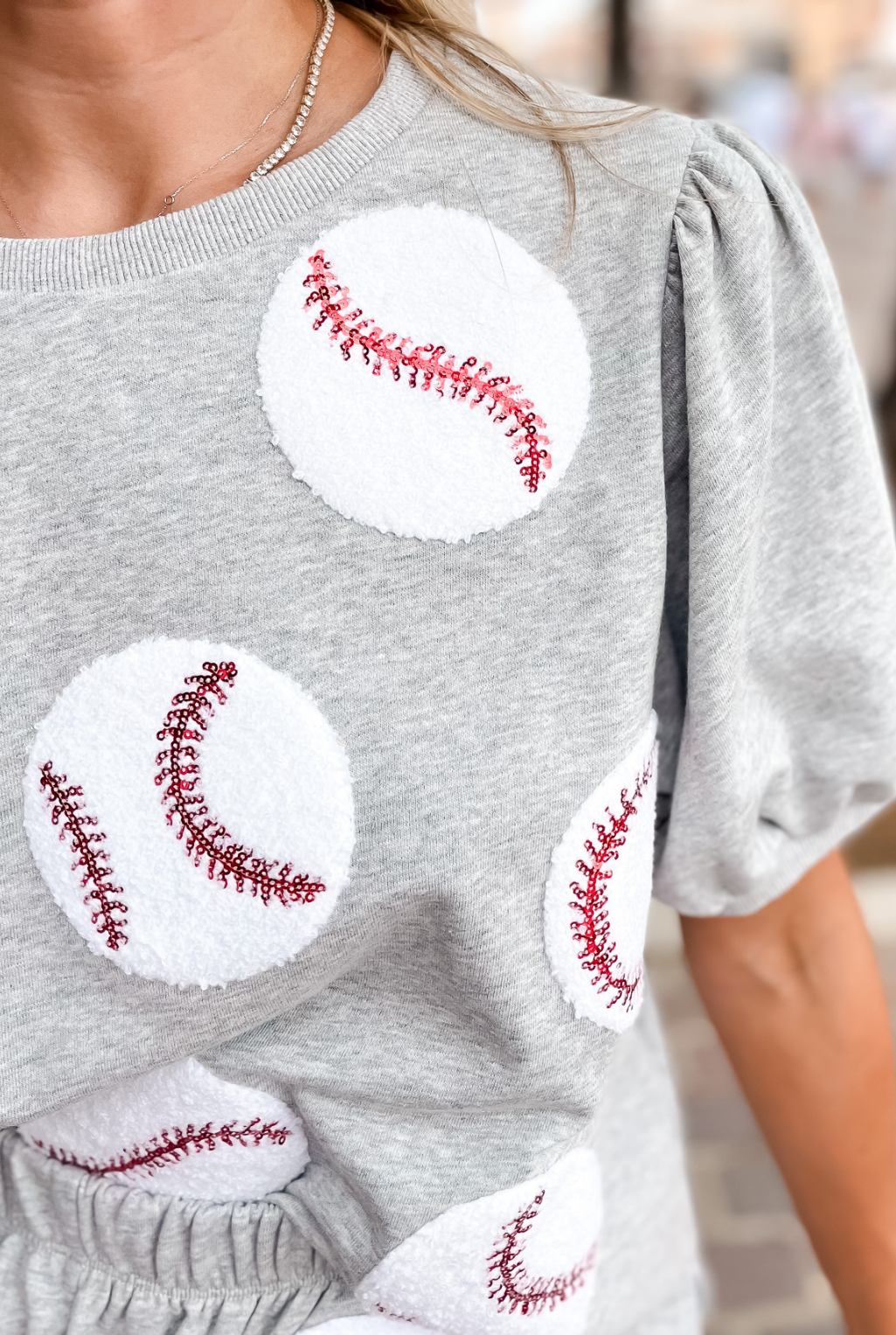 Baseball Short Set - Grey