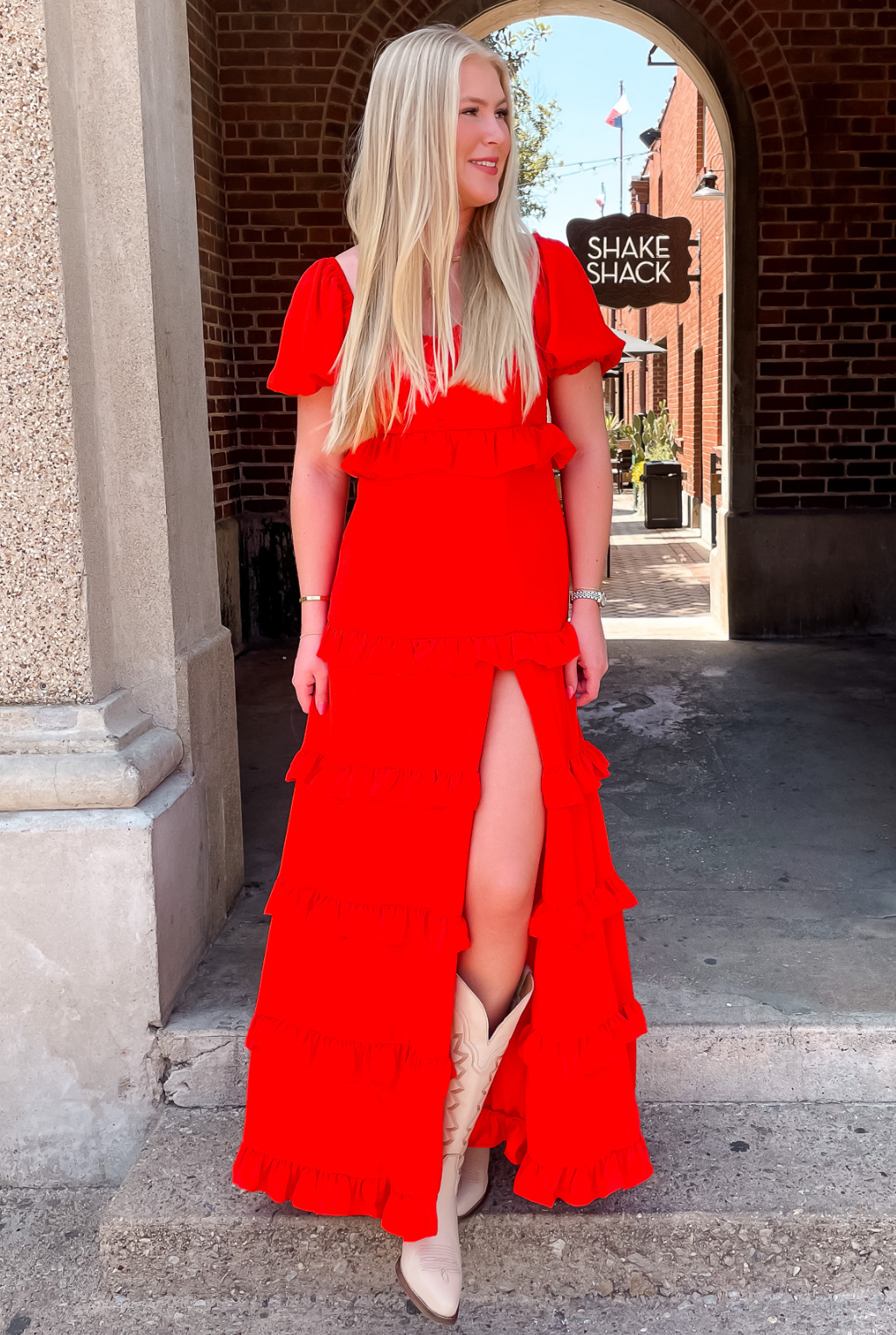 Roma Tomato Ruffle Dress