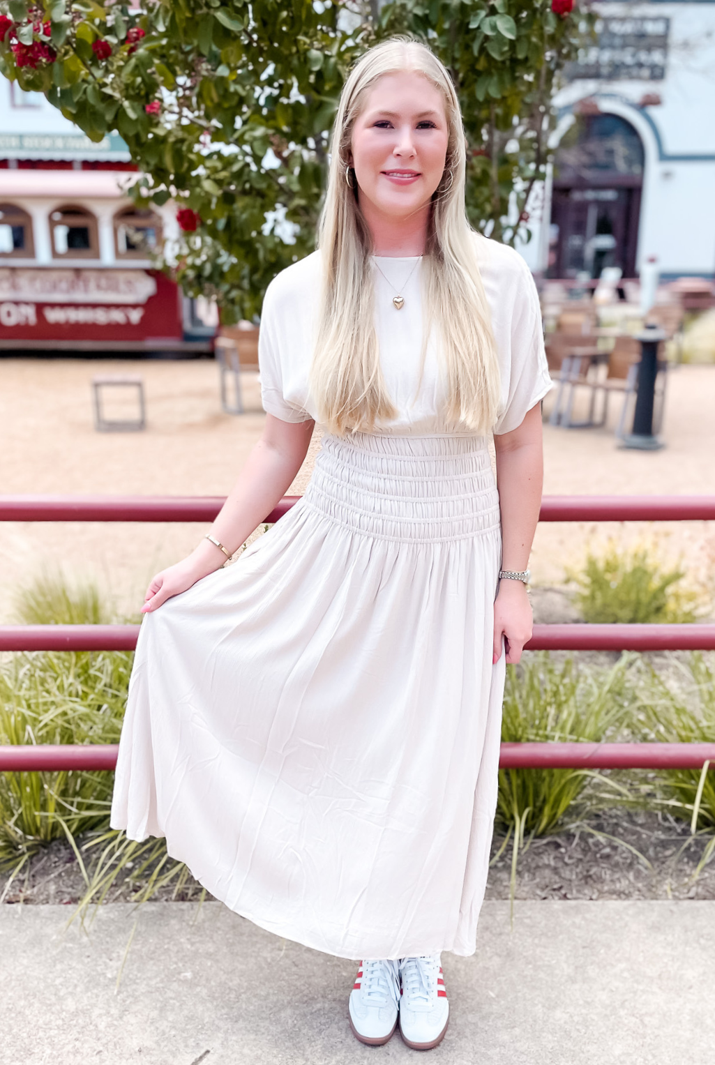 Sunny Smocked Beige Dress