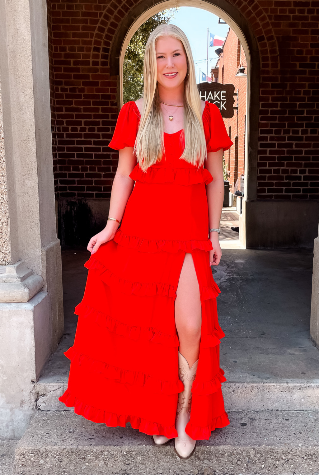 Roma Tomato Ruffle Dress