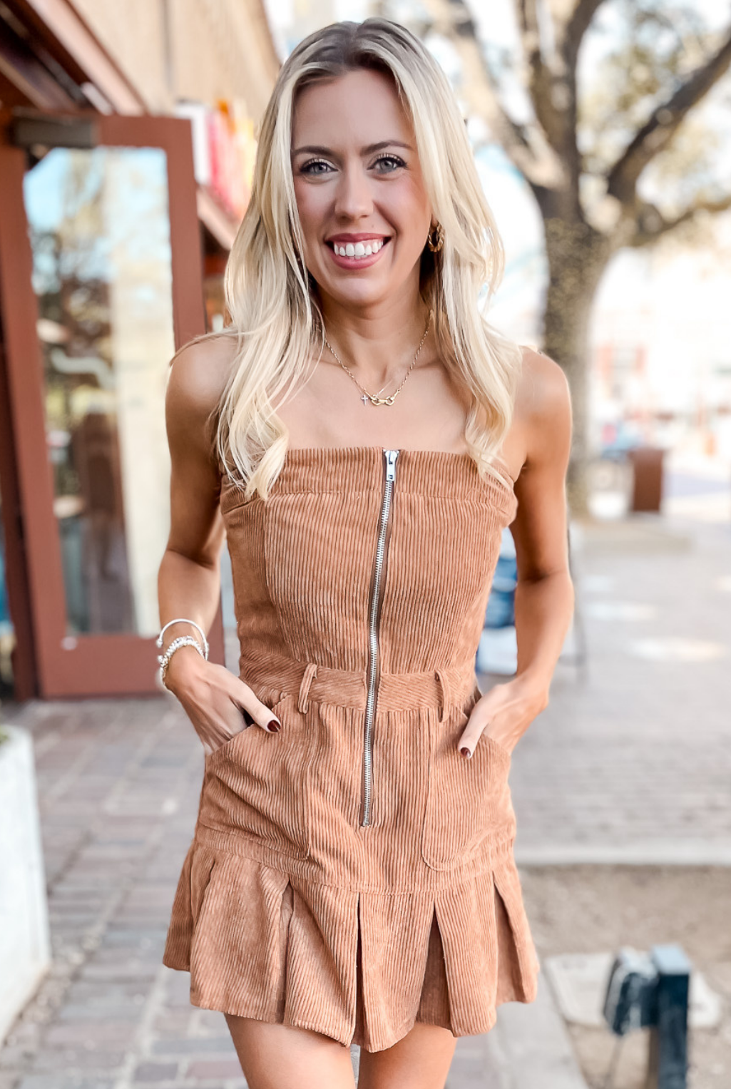 Corduroy Romper Dress - Cocoa