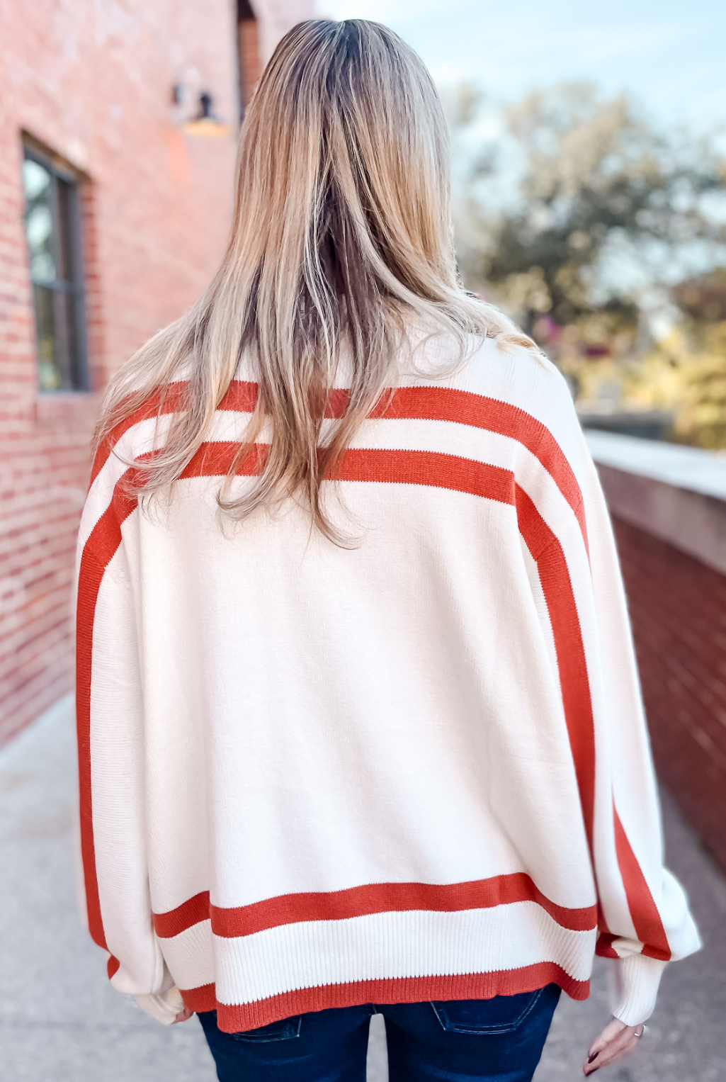 Queen Of Sparkles - Texas Longhorn Striped Sweater