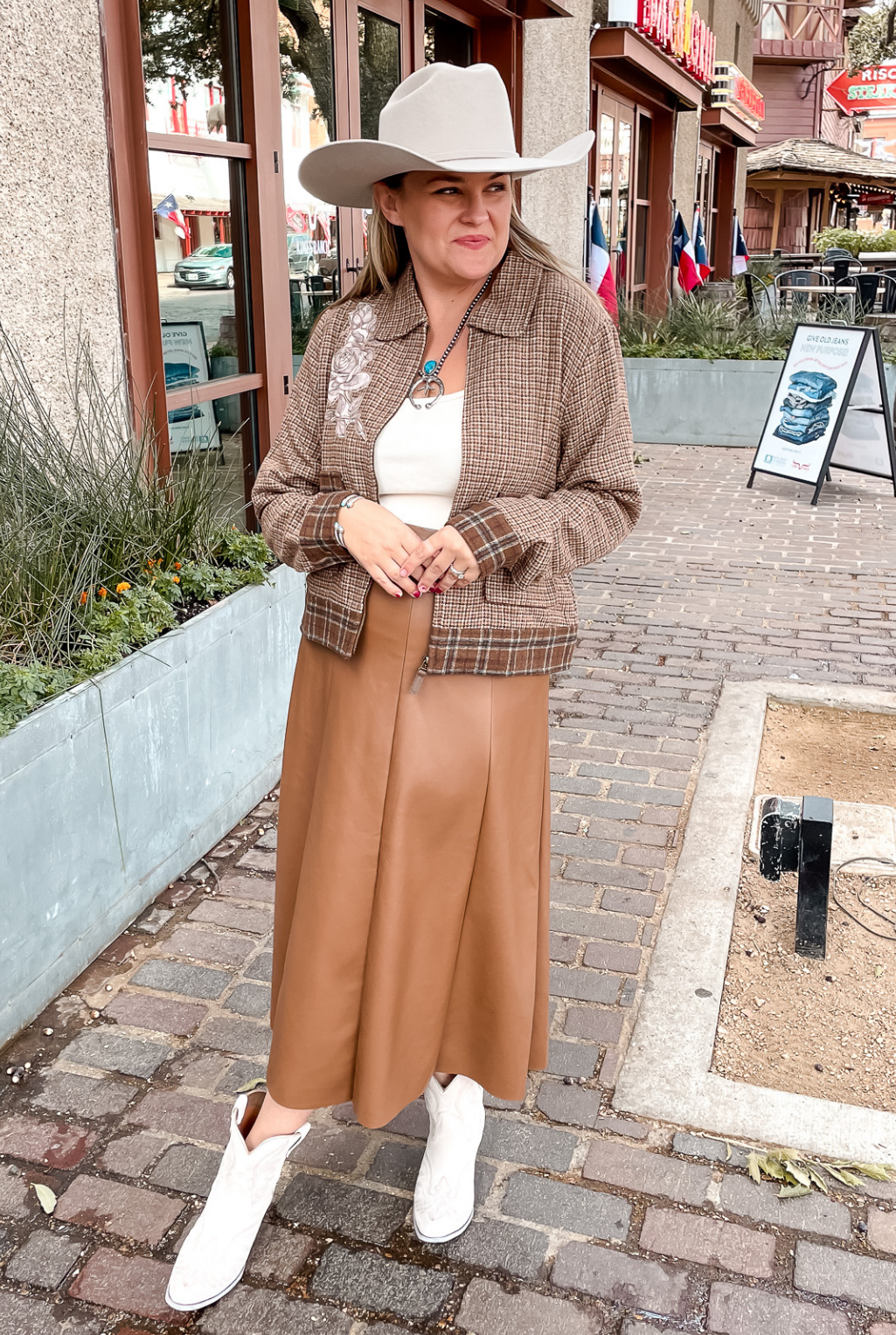 Faux Leather Maxi Skirt - Camel