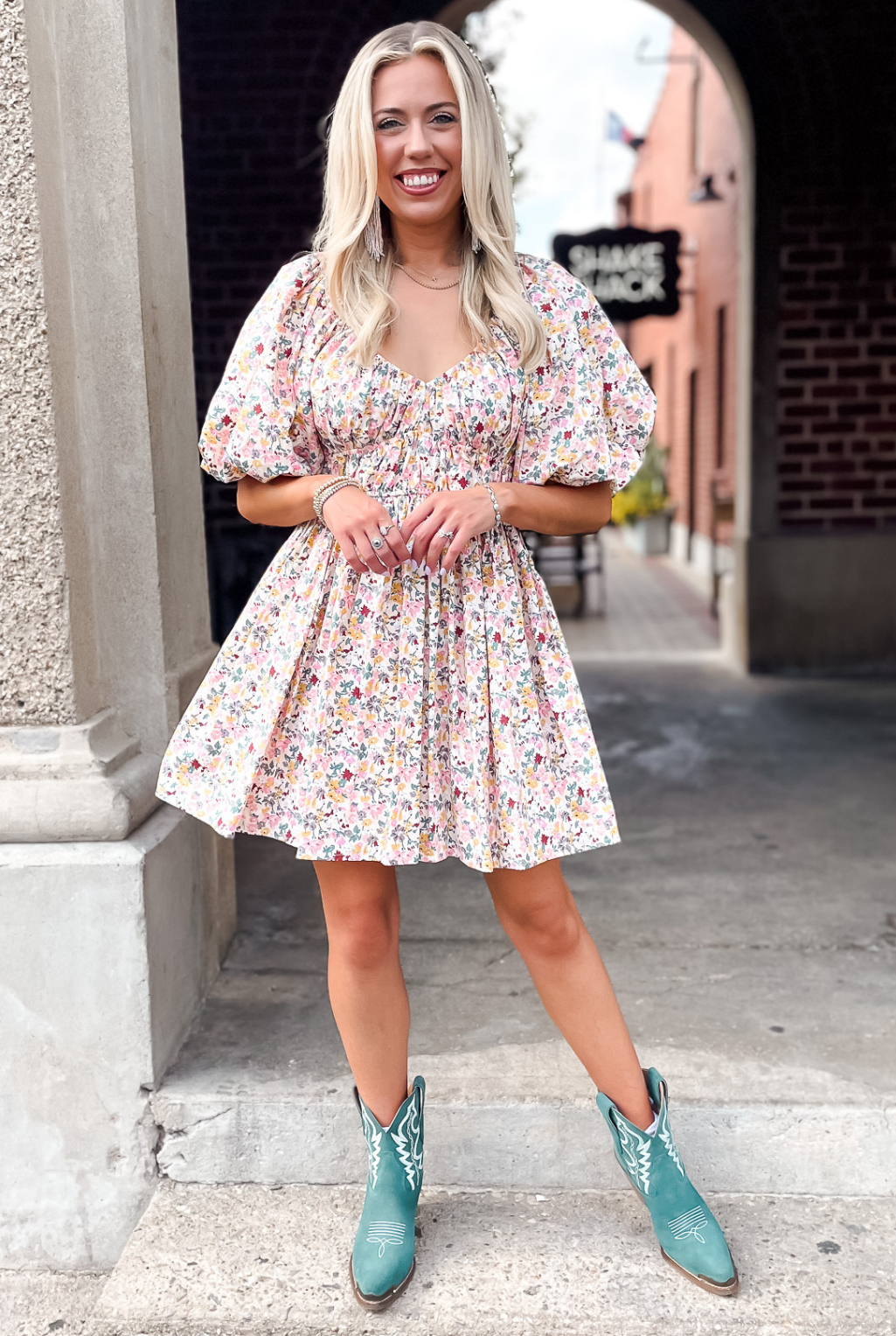 Courtney Floral Dress - Cream