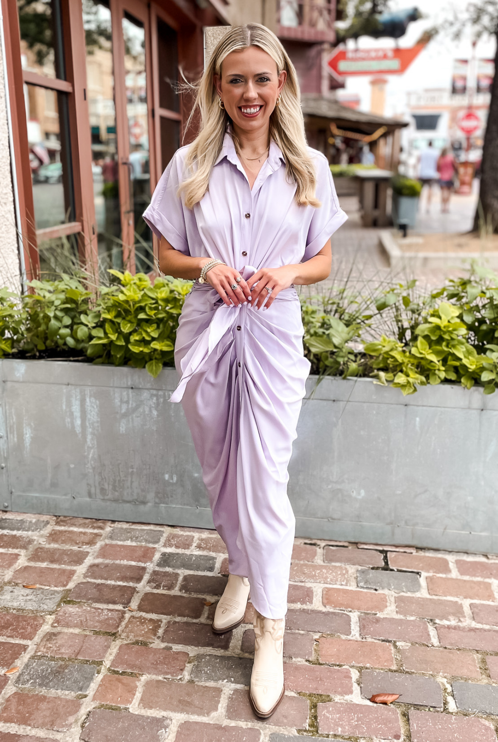 Laurel Satin Tie Dress - Lavender