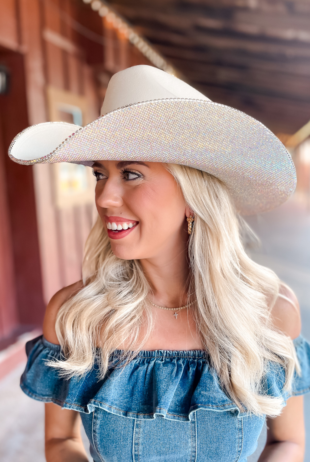 Rhinestone Cream Cowgirl Hat