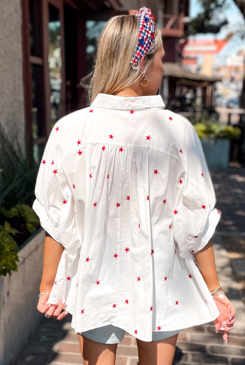 Star Embroidered Oversized Shirt