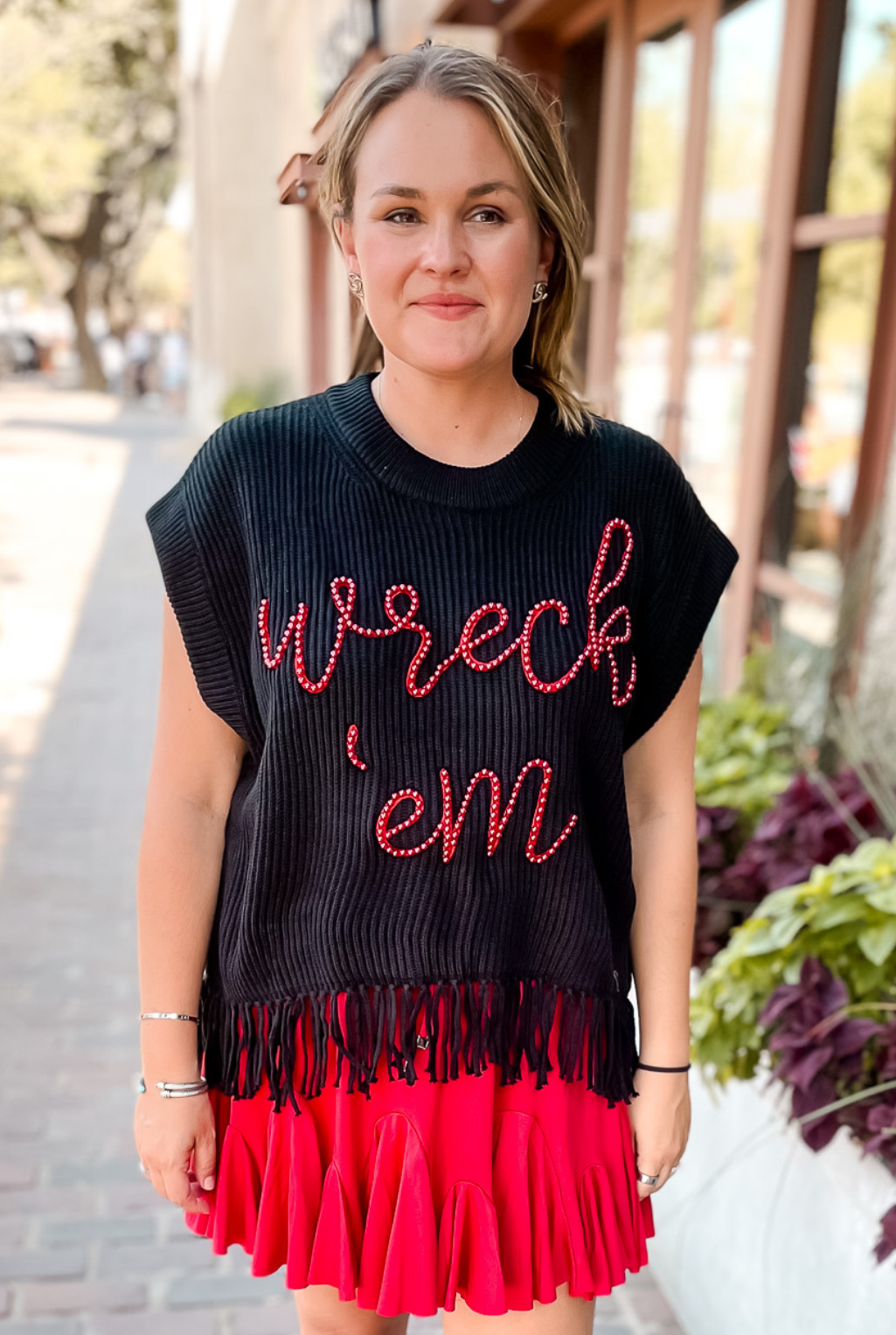 Queen Of Sparkles - Wreck 'Em Pearl Fringe Sweater