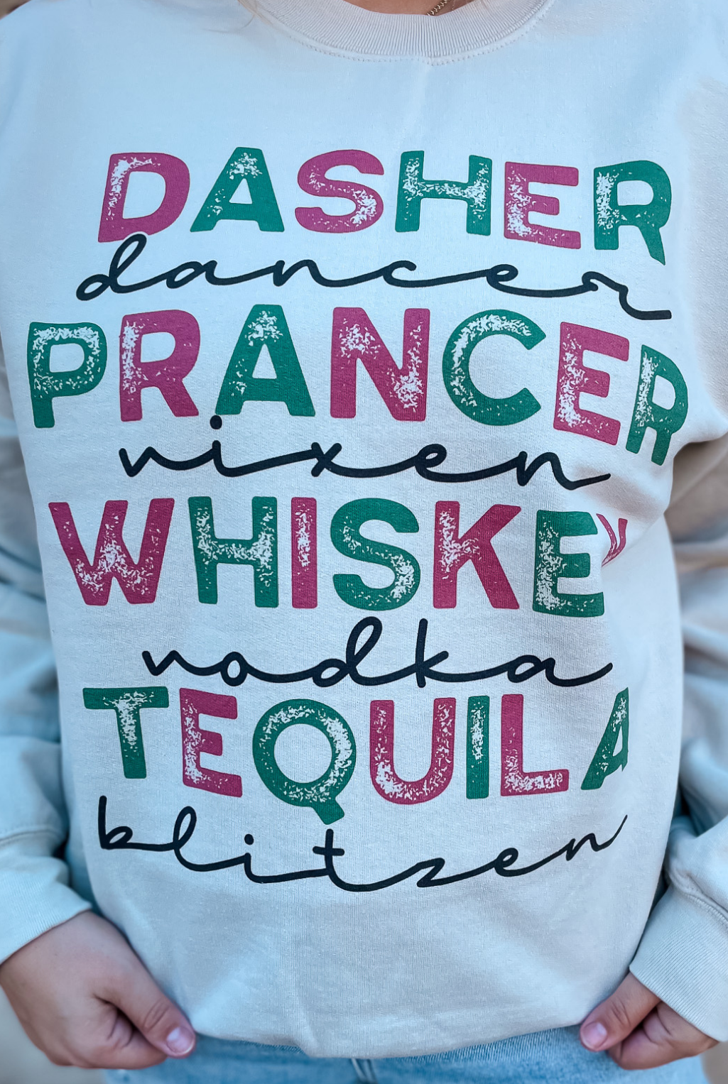 Sweatshirt - Dasher! Dancer! Prancer! - Sand