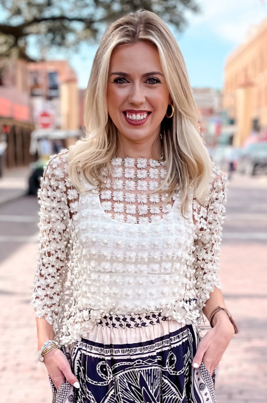 Pearl Crochet Top - Ivory