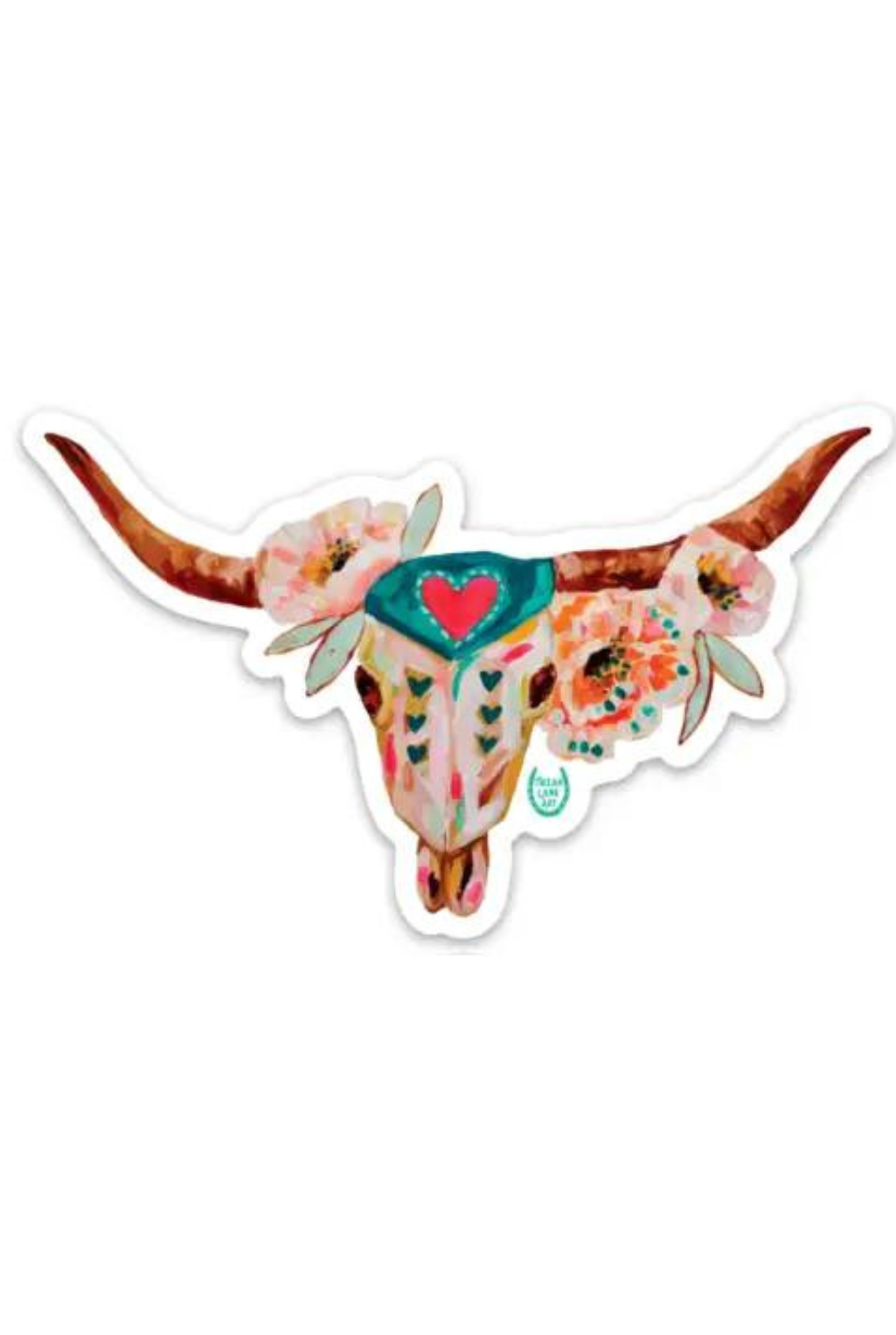 Floral Steer Skull Sticker