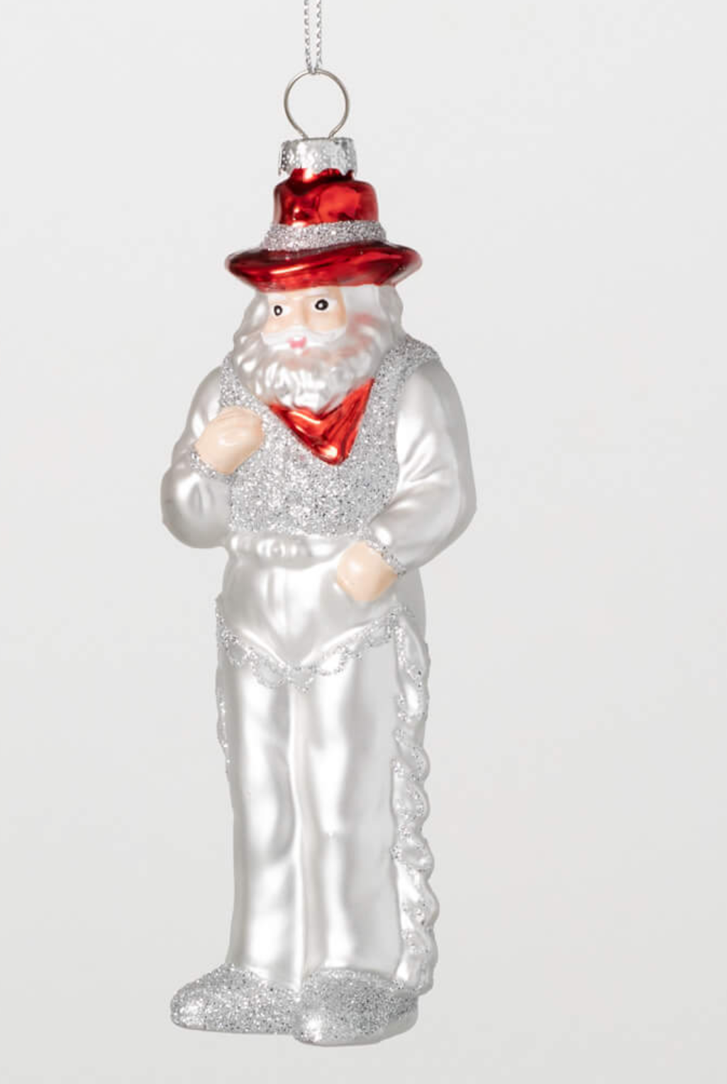 Western Santa Ornament - Silver