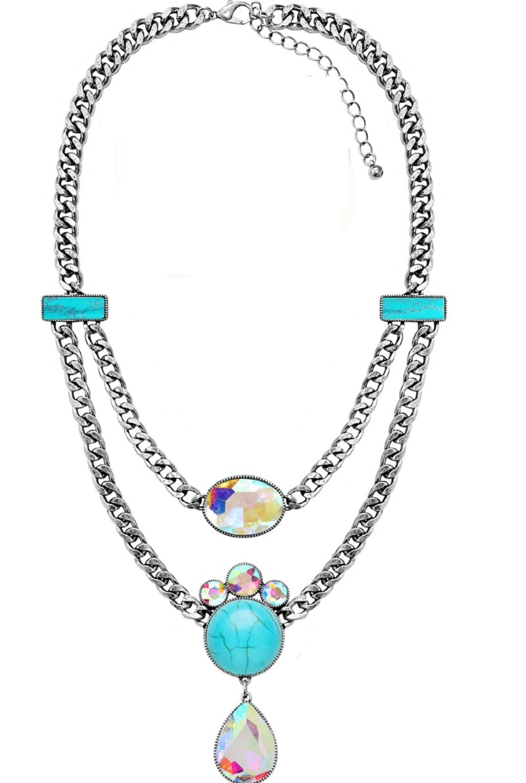 Turquoise Crystal Tear Drop Necklace