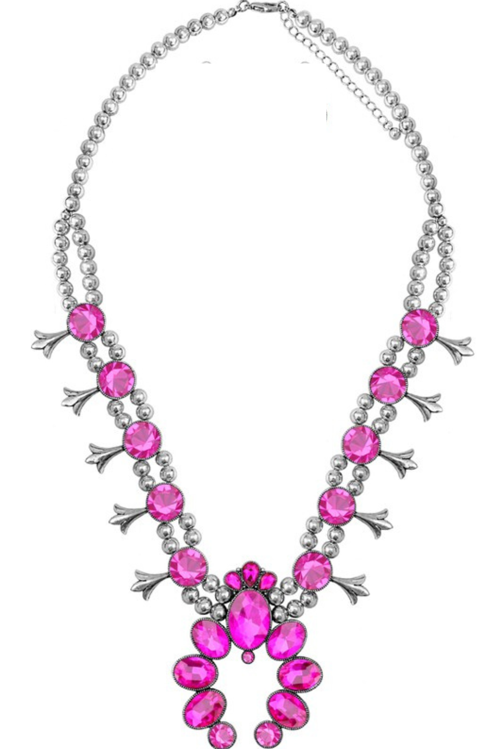 Jewel Squash Blossom Necklace - Fuchsia