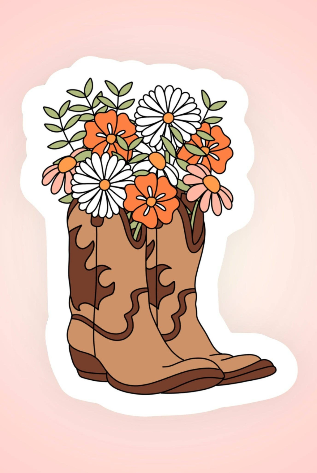 Western Boots Floral Sticker