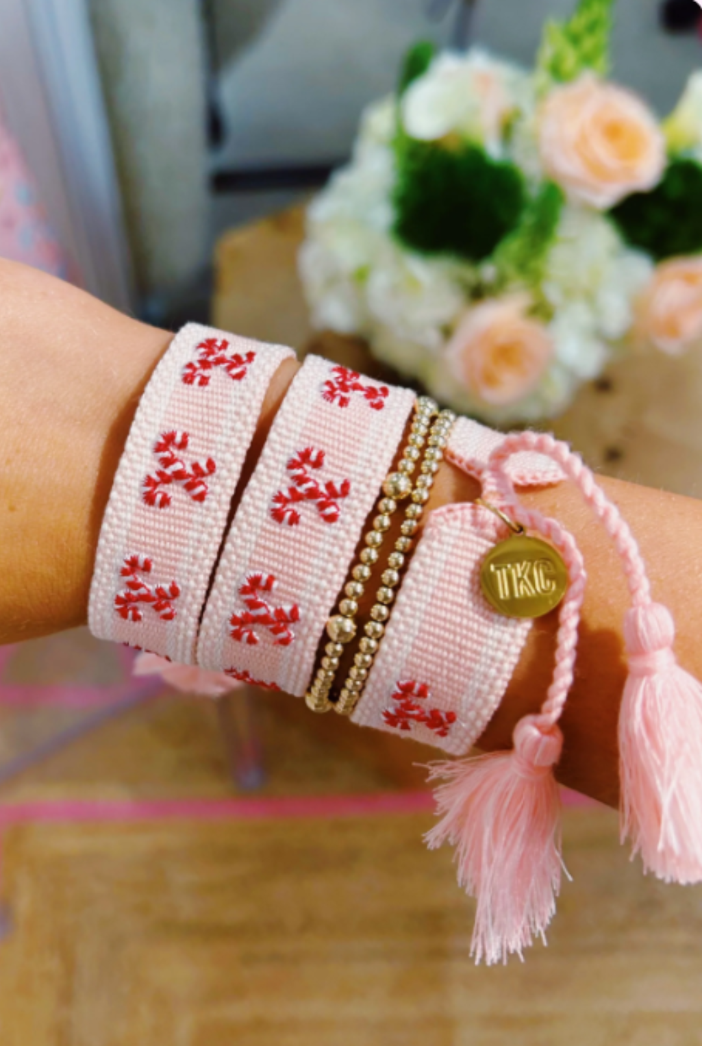 Candy Canes Tassel Bracelet