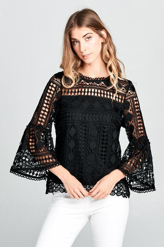 Duchess Crochet Top - Black - Tucker Brown