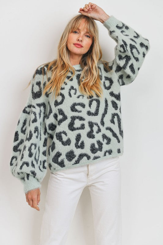 Kasulu Eyelash Animal Sweater - Mint