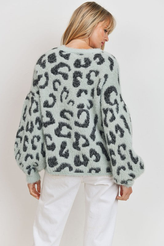 Kasulu Eyelash Animal Sweater - Mint