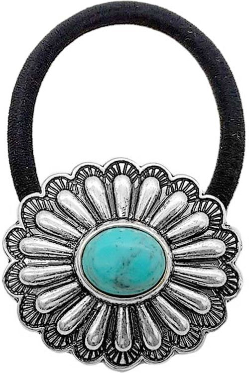 Hair Tie - Silver/Turquoise