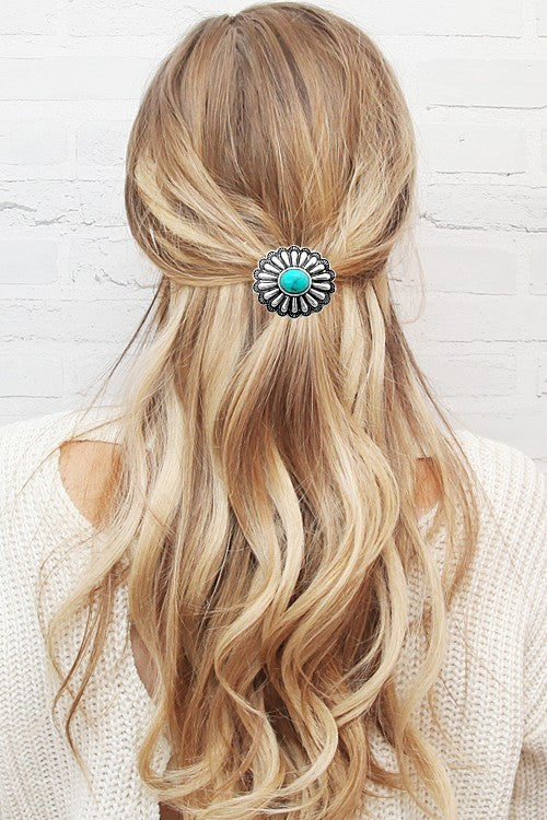 Hair Tie - Silver/Turquoise