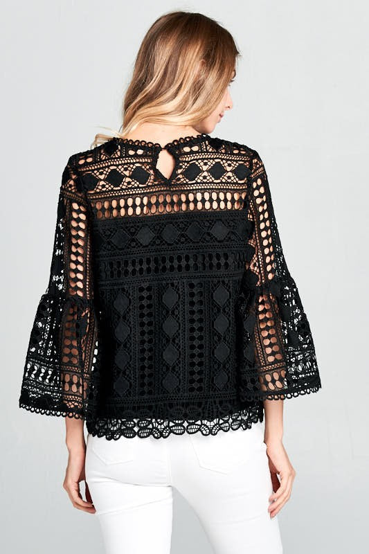 Duchess Crochet Top - Black - Tucker Brown