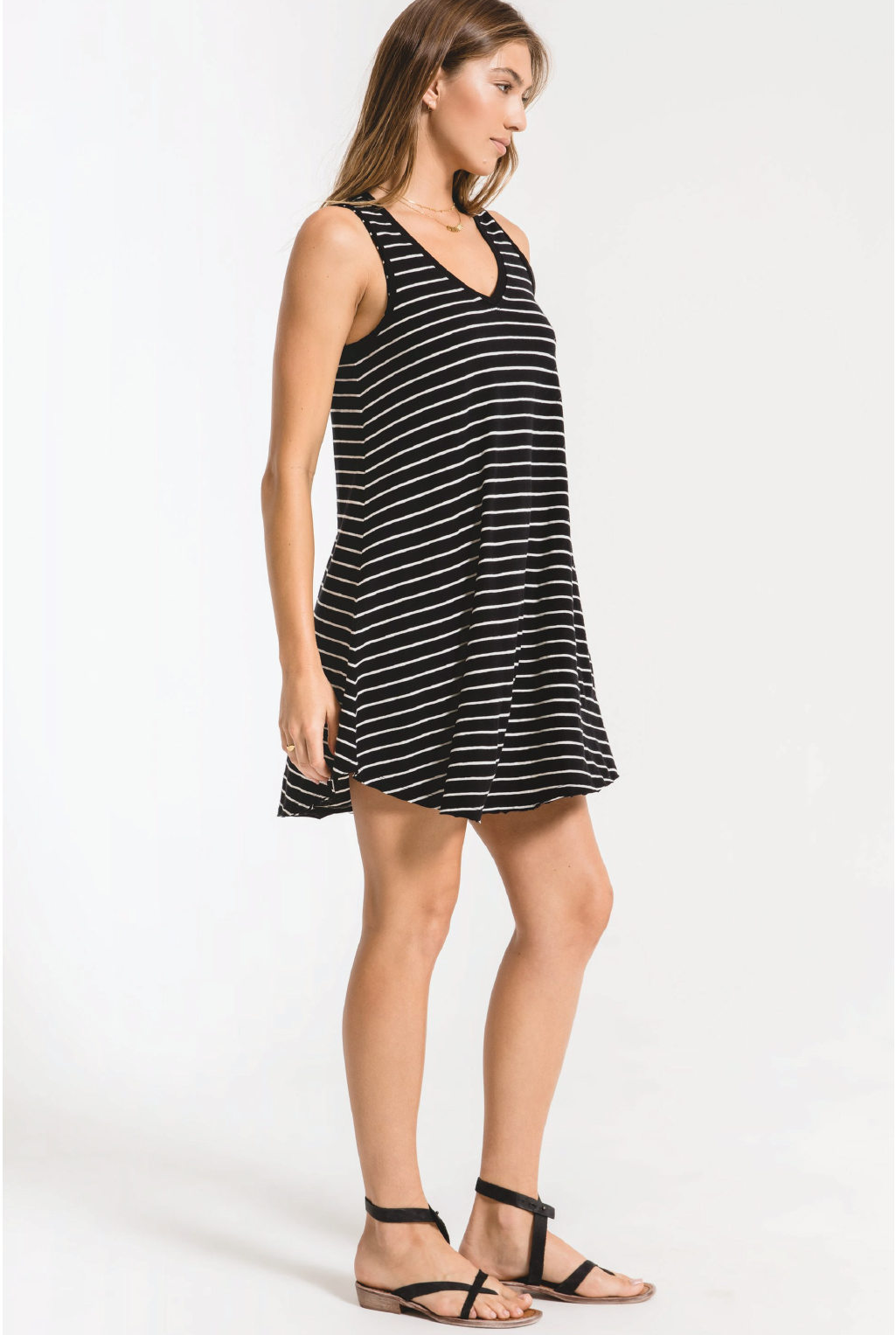 Yuma Stripe Breezy Dress - Black/White - Tucker Brown