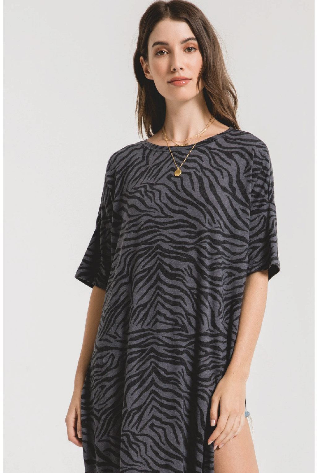 Zebra Maxi Tee - Charcoal - Tucker Brown