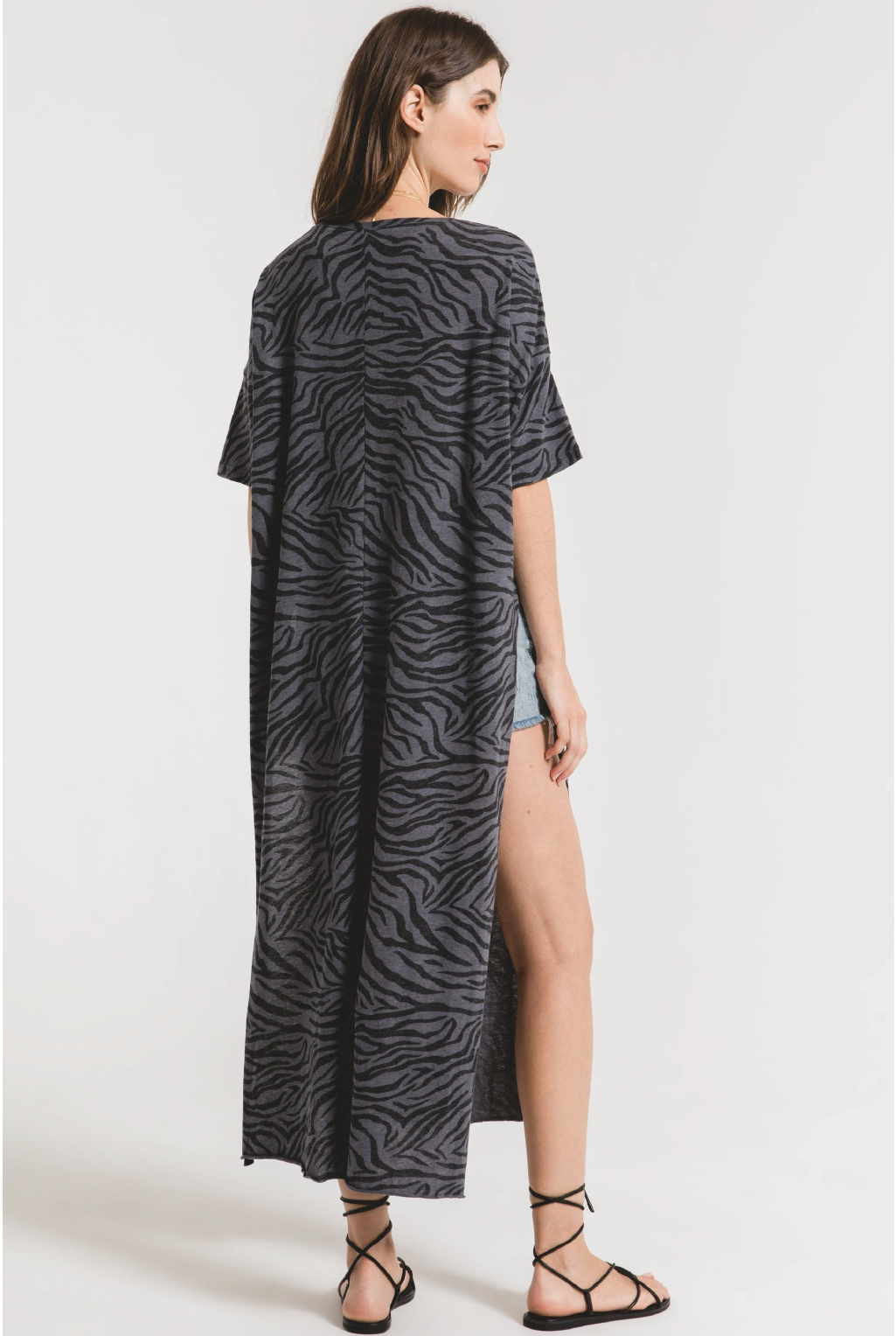 Zebra Maxi Tee - Charcoal - Tucker Brown