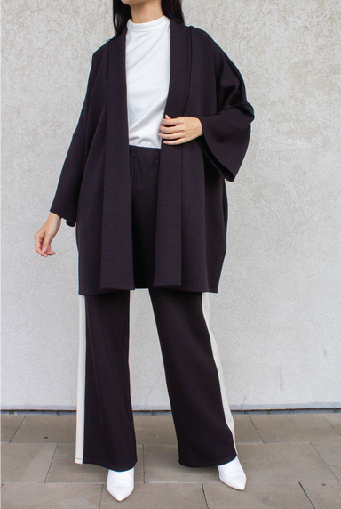 Scuba Oversized Cardi - Black - Tucker Brown