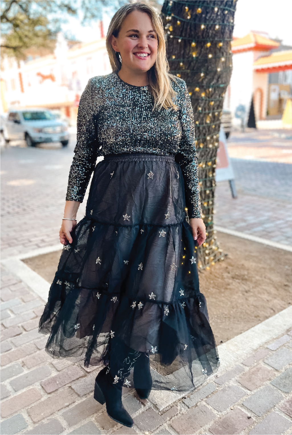 Starry Night Maxi Skirt - Black