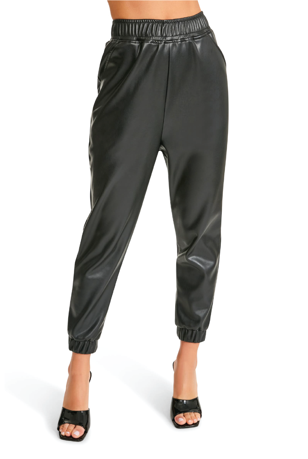 Steve Madden - Run The World Leather Jogger - Black